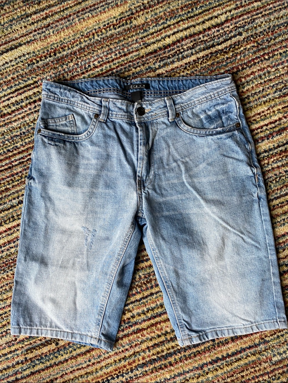 21men Light Blue Washed Denim Jean Shorts